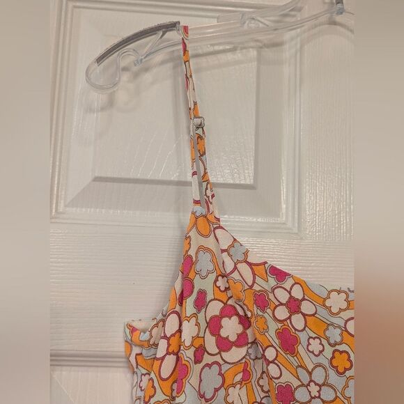 Aritzia Sun Deh Floral Mini Short Straps Sundress Pink Orange Boho Vacay Fairy M - Picture 5 of 11